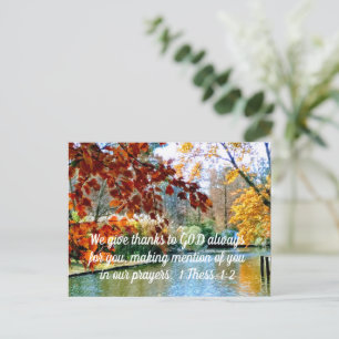 Carte Postale 1 Thess. 1:2 Nous rendons toujours grâce à Dieu po