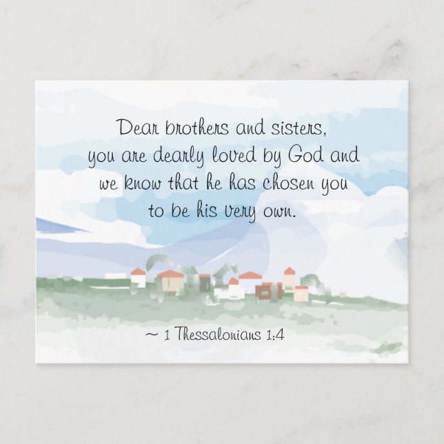 Carte Postale 1 Thessaloniciens 1:4 Il vous a choisi la Bible (Devant)
