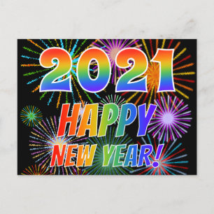 Carte Postale 2021 HEUREUSE NOUVELLE ANNÉE !, Motif de feux d'ar