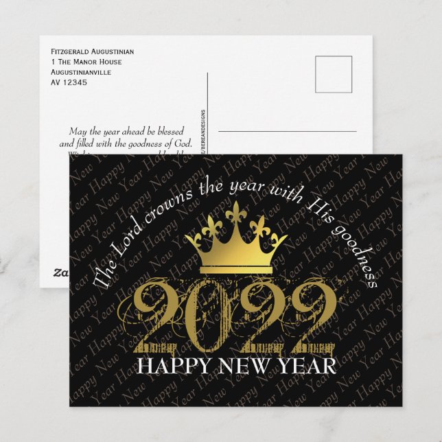 Carte Postale 2022 ANNÉE DES COURONNES DU SEIGNEUR Bonne année c (Devant / Derrière)