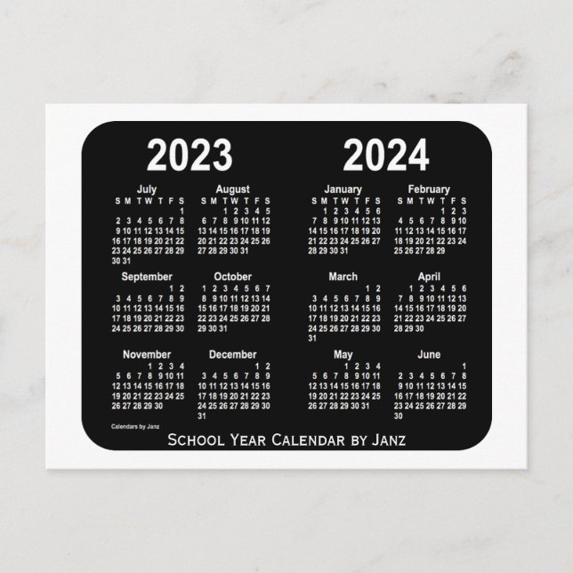 Carte Postale 2023-2024 Calendrier de l'école White Neon par Jan (Devant)