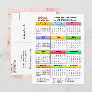 Carte Postale 2023 Calendrier Rose Gold Stripes Moderne Entrepri