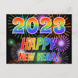 Carte Postale 2023 HEUREUSE NOUVELLE ANNÉE !, Motif de feux d'ar