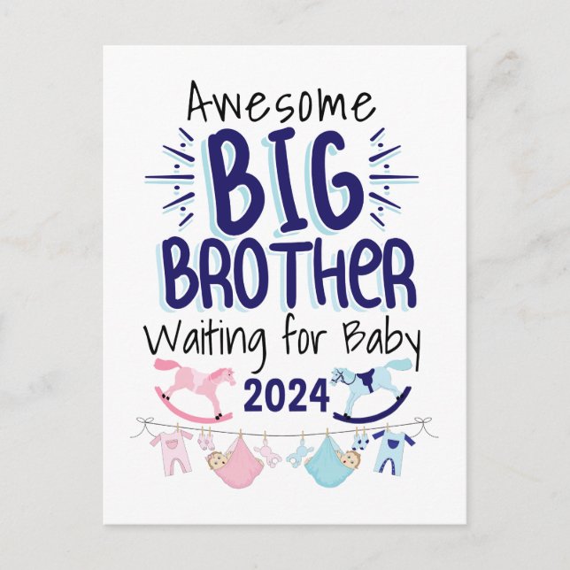 Carte Postale 2024 Nouveau Big Brother en attente de bébé frère (Devant)