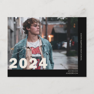 Carte Postale 2024 Photo étudiante contemporaine Graduation noir