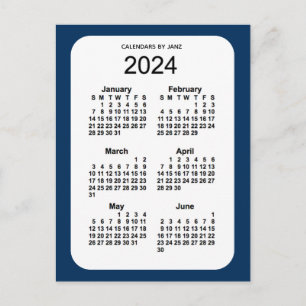 Carte Postale 2024 Police Box Blue 6 Mois Mini Calendrier par Ja