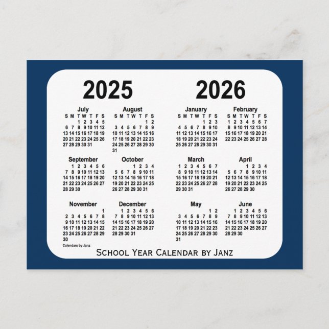 Carte Postale 2025-2026 Boîte de police Calendrier de l'école bl (Devant)