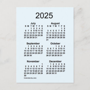 Carte Postale 2025 Alice Blue 6 Mois Mini Calendrier par Janz