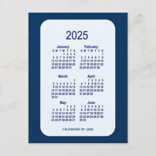Carte Postale 2025 Alice Blue 6 Mois Mini Calendrier par Janz