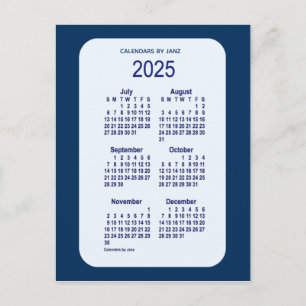 Carte Postale 2025 Alice Blue 6 Mois Mini Calendrier par Janz