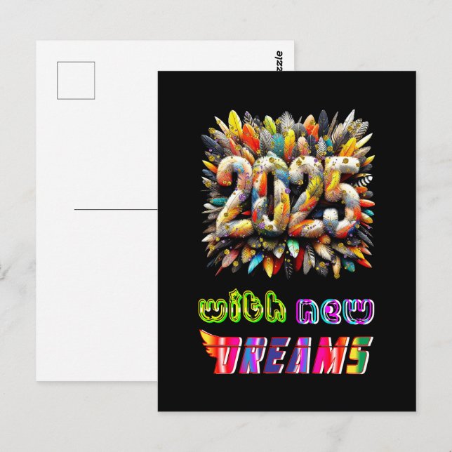 Carte Postale 2025 Avec De Nouveaux Rêves (Devant / Derrière)