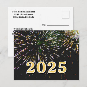Carte Postale 2025, Bonne année! Feu Feu Feu Joyeux Noël