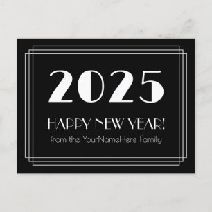 Carte Postale 2025 HEUREUSE NOUVELLE ANNÉE ! + Nom personnalisé