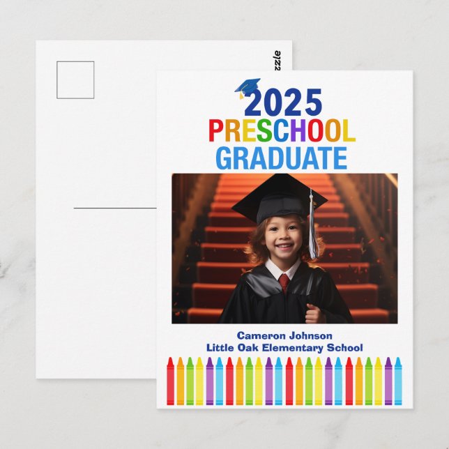 Carte Postale 2025 Photo maternelle sur mesure Enfants diplômés (Devant / Derrière)