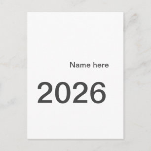Carte Postale 2026 2027 2028 nom titre ici année lettre gras 