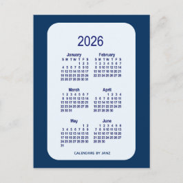 Carte Postale 2026 Alice Blue 6 Mois Mini Calendrier par Janz