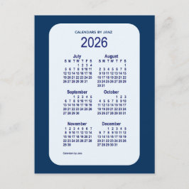 Carte Postale 2026 Alice Blue 6 Mois Mini Calendrier par Janz