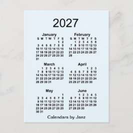 Carte Postale 2027 Alice Blue 6 Mois Mini Calendrier par Janz