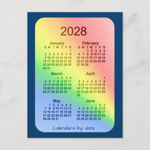 Carte Postale 2028 Rainbow Blue 6 mois Mini Calendrier par Janz