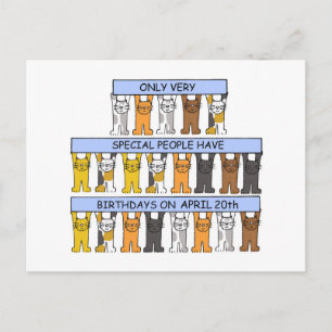 Carte Postale 20 avril Anniversaire Cute Cartoon Cats
