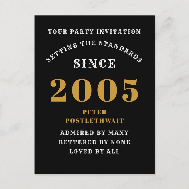 Carte Postale 20e Anniversaire 2005 Or Noir (Devant)