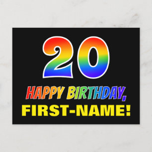Carte Postale 20e anniversaire : Gras, Amusant, Simple, Arc-en-c