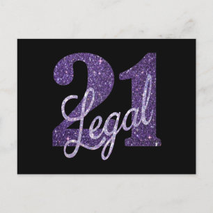 Carte Postale 21 et Légal 21e Anniversaire Faux Paillettes Vio