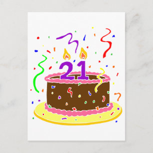 Carte Postale 21e gâteau d'anniversaire