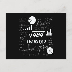 Carte Postale 22e anniversaire Carré mathématiques racine 22 ans