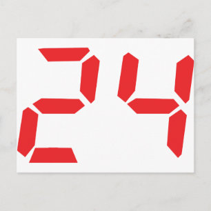 Carte Postale 24 vingt-quatre réveil rouge numérique chiffre