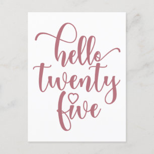 Carte Postale 25e anniversaire Femmes Bonjour 25 Mignon 25 ans
