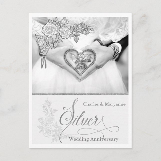 Carte Postale 25e Silver Wedding Anniversary for Couple (Devant)