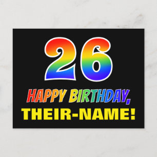 Carte Postale 26e anniversaire : Bold, amusant, simple, arc-en-c