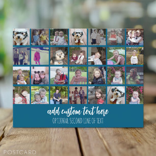 Carte Postale 28 Grille de collage photo - 2 Zones de texte - bl