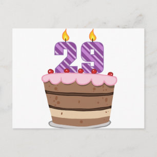 Carte Postale 29 ans sur le gâteau d'anniversaire