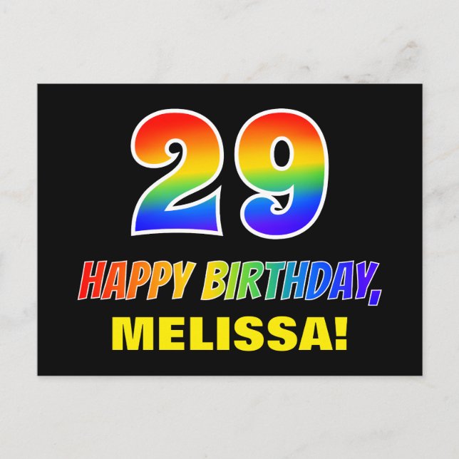 Carte Postale 29e anniversaire : Bold, amusant, simple, arc-en-c (Devant)