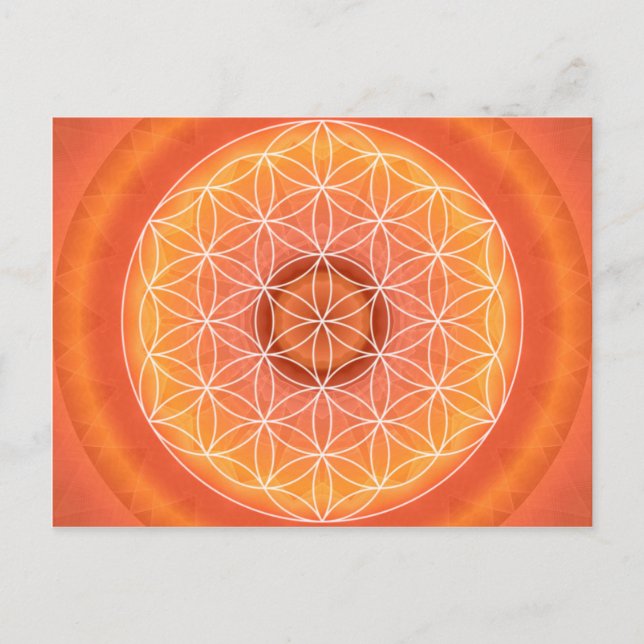 Carte Postale 2 Chakra Flower of Life orange (Devant)