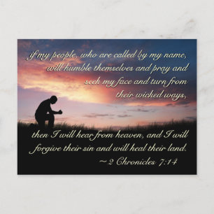 Carte Postale 2 Chroniques 7:14 Verset biblique Si Mon Peuple Pr
