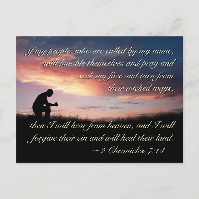 Carte Postale 2 Chroniques 7:14 Verset biblique Si Mon Peuple Pr (Devant)