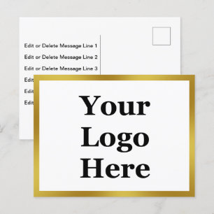 Carte Postale 2 faces Gold et Modèle blanc Votre logo ici