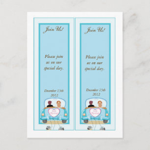 Carte Postale 2 Just Married Classic Car Économisez la date Sign