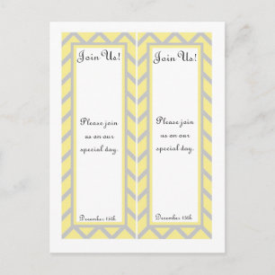 Carte Postale 2 Signets Mariages modernes Chevron Jaune/Gris