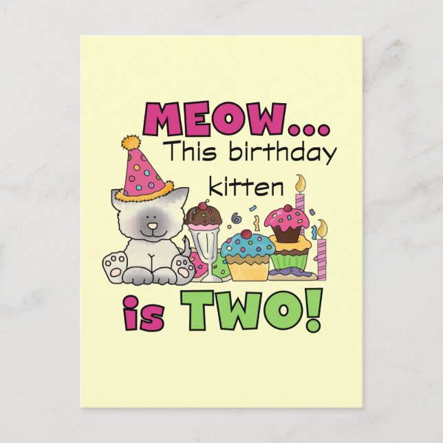 Carte Postale 2e t-shirts et cadeaux d'anniversaire Kitten (Devant)