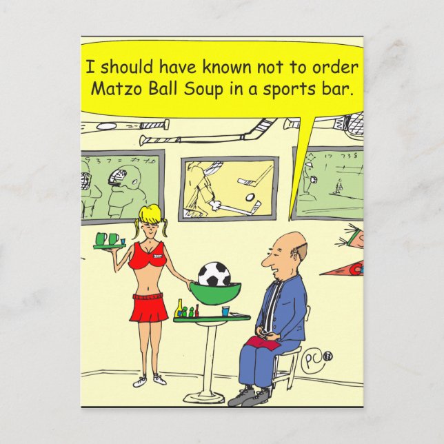 Carte Postale 307 matzo ballon bar de sport dessin animé (Devant)
