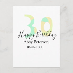 Carte Postale 30e anniversaire lettre gras pastel jaune noir ret