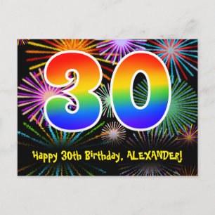 Carte Postale 30e Anniversaire – Motif de Feux d'Artifice Amusan