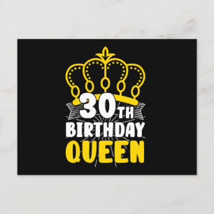 Carte Postale 30e anniversaire Reine Couronne ronde Anniversaire