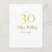 30E ANNIVERSAIRE VERT OR PASTEL RÉTRO DESSINÉ À LA