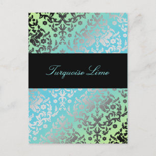 Carte Postale 311 Dazzling Damask Turquoise LIme
