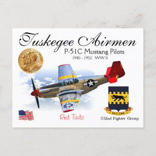 Carte Postale 332e escadron de chasse Mustang -P-51C